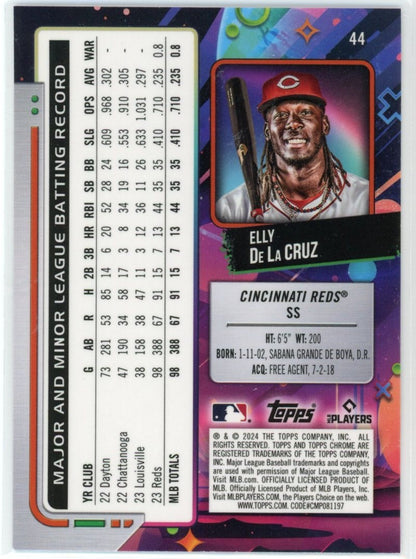 2024 Topps Chrome Cosmic #44 Elly De La Cruz — back