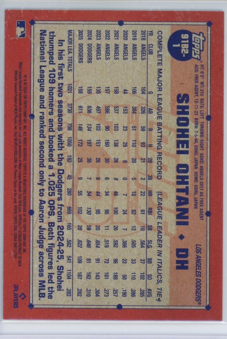 2026 Topps 75 #91B2-1 Shohei Ohtani /150 — back