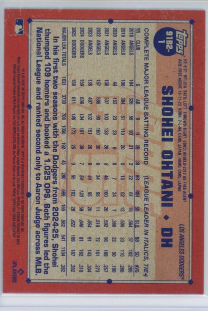 2026 Topps 75 #91B2-1 Shohei Ohtani /150 — back