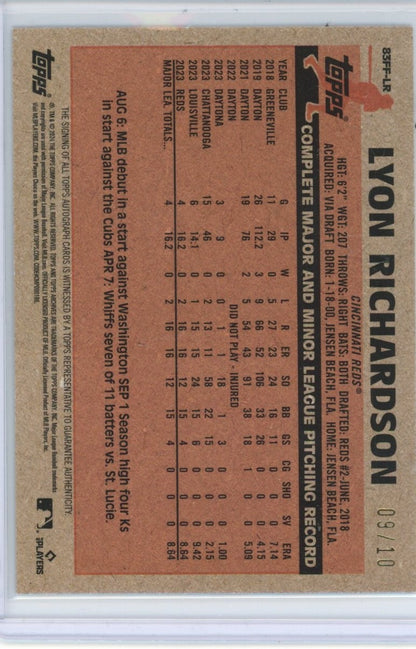 2024 Topps Archives #83FF-LR Lyon Richardson /10 — back