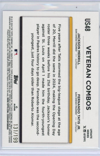 2024 Topps Update #US48 Young and Hungry Jackson Merrill/Fernando Tatis Jr. /199 — back