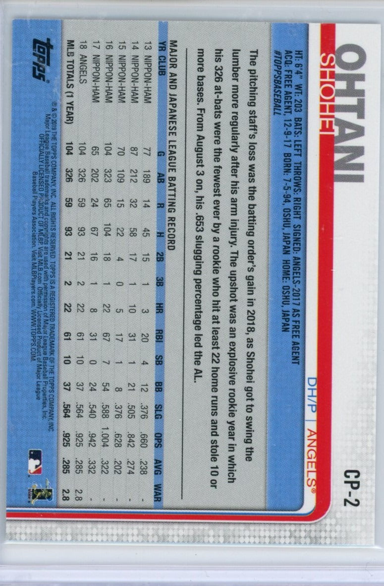 2019 Topps #CP-2 Shohei Ohtani — back