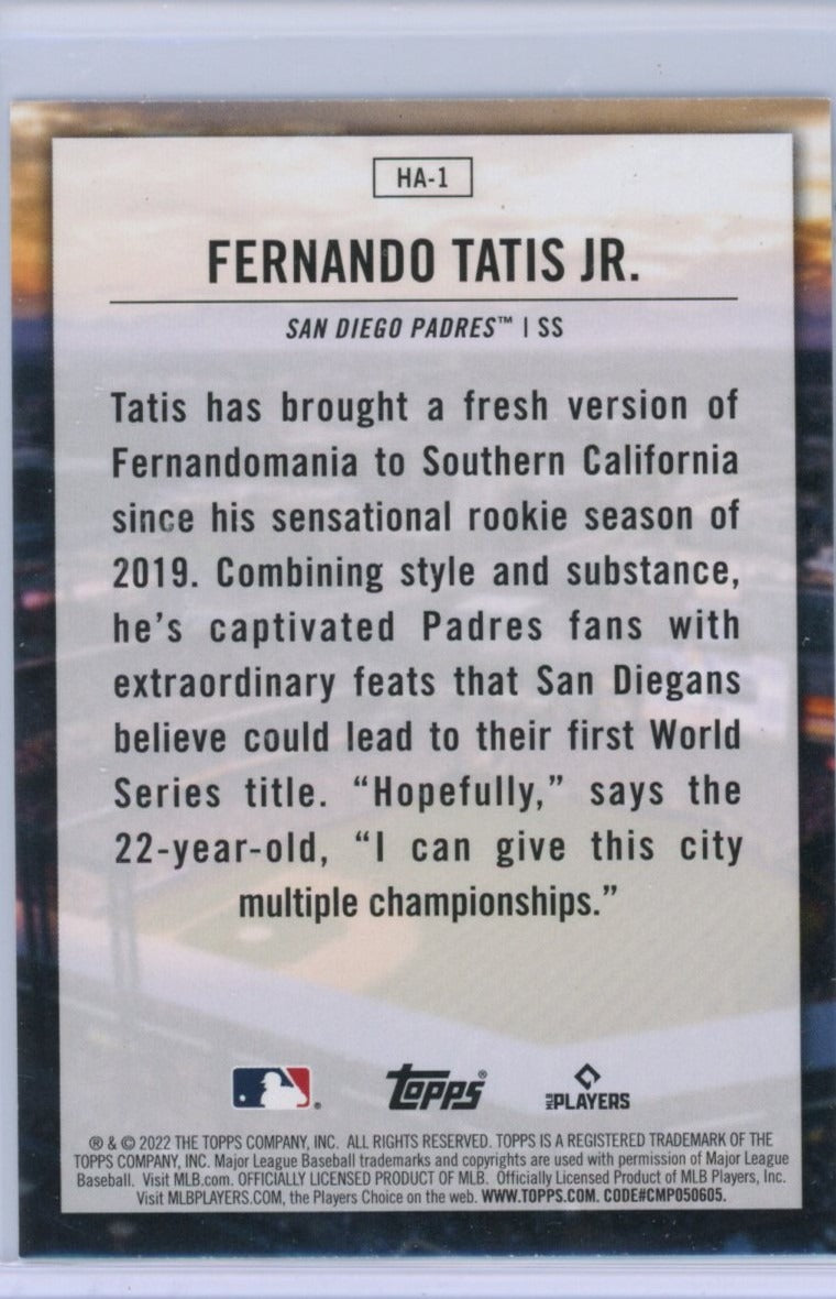 2022 Topps #HA-1 Fernando Tatis Home Field Advantage — back