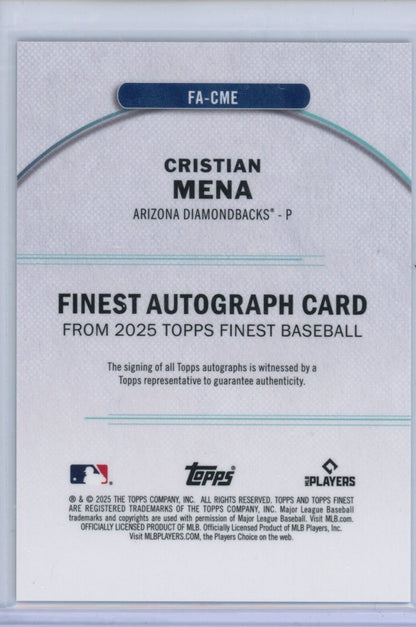 2025 Finest #FA-CME Cristian Mena Finest Autographs Orange Refractors #/25 — back