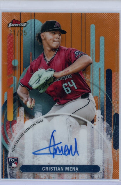 2025 Finest #FA-CME Cristian Mena Finest Autographs Orange Refractors #/25 — front