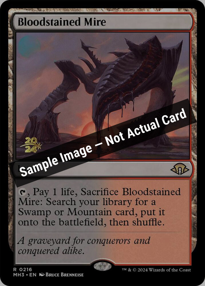 Magic,Prerelease Cards,Bloodstained Mire - 216,Foil,Near Mint — Sample Image, Not Actual Card
