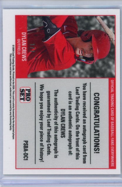 2024 Leaf Pro Set #PSBA-DC1 Dylan Crews /1 — back