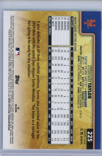 2025 Topps series one #225 Tyrone Taylor — back