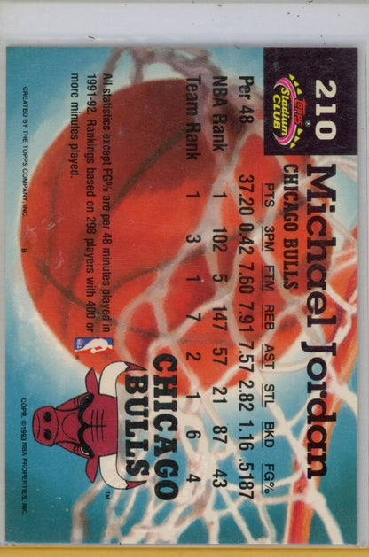 1992-93 Stadium Club #210 Michael Jordan — back