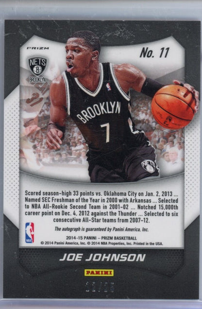 2014-15 Panini Prizm #11 Joe Johnson Autographs Prizm Red Pulsar /25 — back