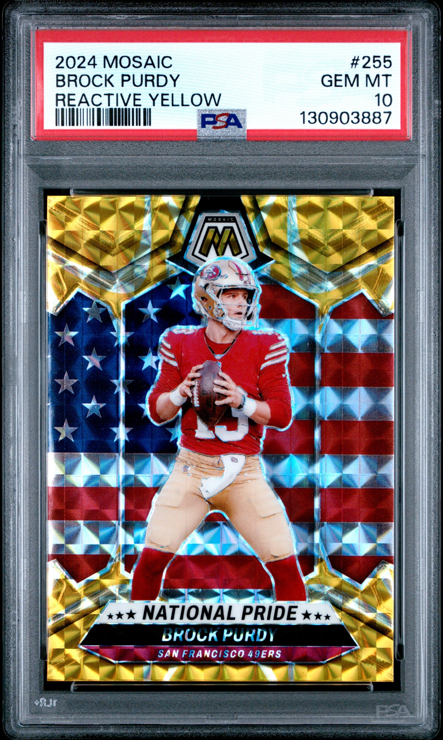 2024 PANINI MOSAIC BROCK PURDY #255 REACTIVE YELLOW PSA 10
