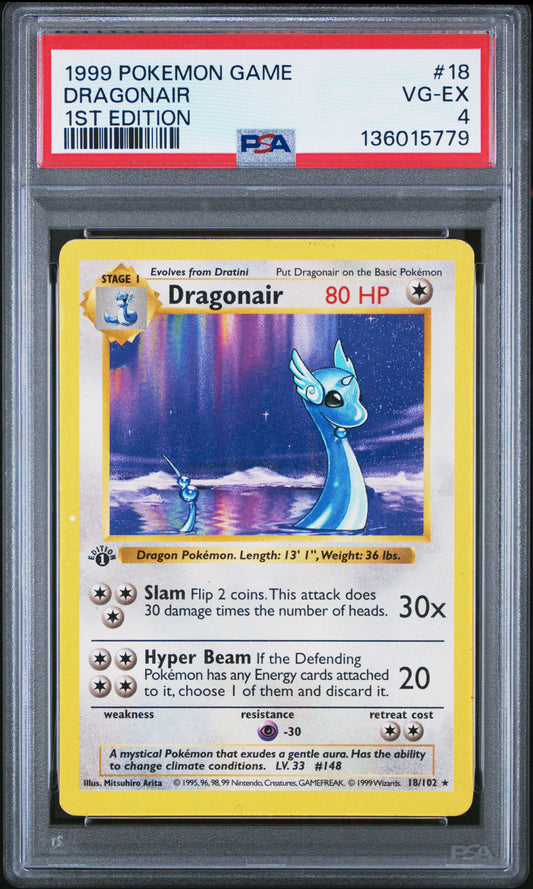 1999 POKEMON GAME DRAGONAIR #18 1ST EDITION PSA 4