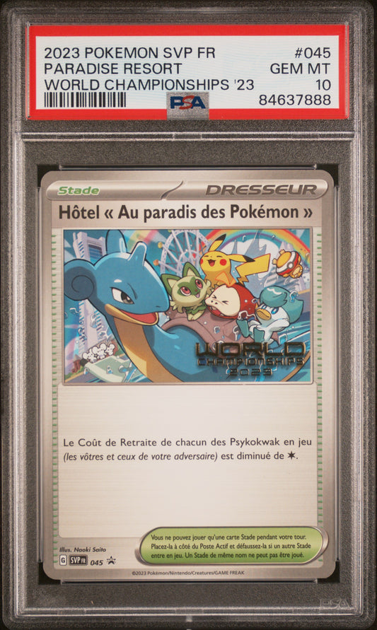 2023 POKEMON FRENCH SVP FR-SV BLACK STAR PROMO PARADISE RESORT #045 WORLD CHAMPIONSHIPS '23 PSA 10