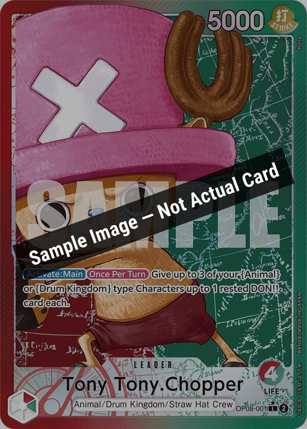 One Piece Card Game,Two Legends,Tony Tony.Chopper (001) (Parallel) - OP08-001,Foil,Near Mint — Sample Image, Not Actual Card