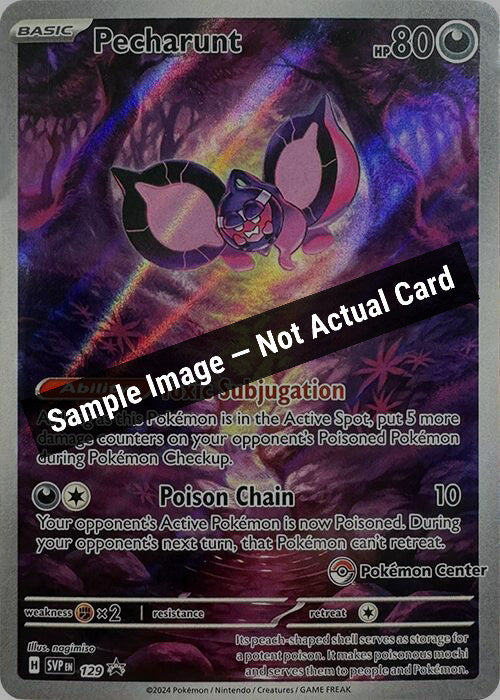 Pokemon,SV: Scarlet & Violet Promo Cards,Pecharunt - 129 (Pokemon Center Exclusive),Holofoil,Near Mint — Sample Image, Not Actual Card