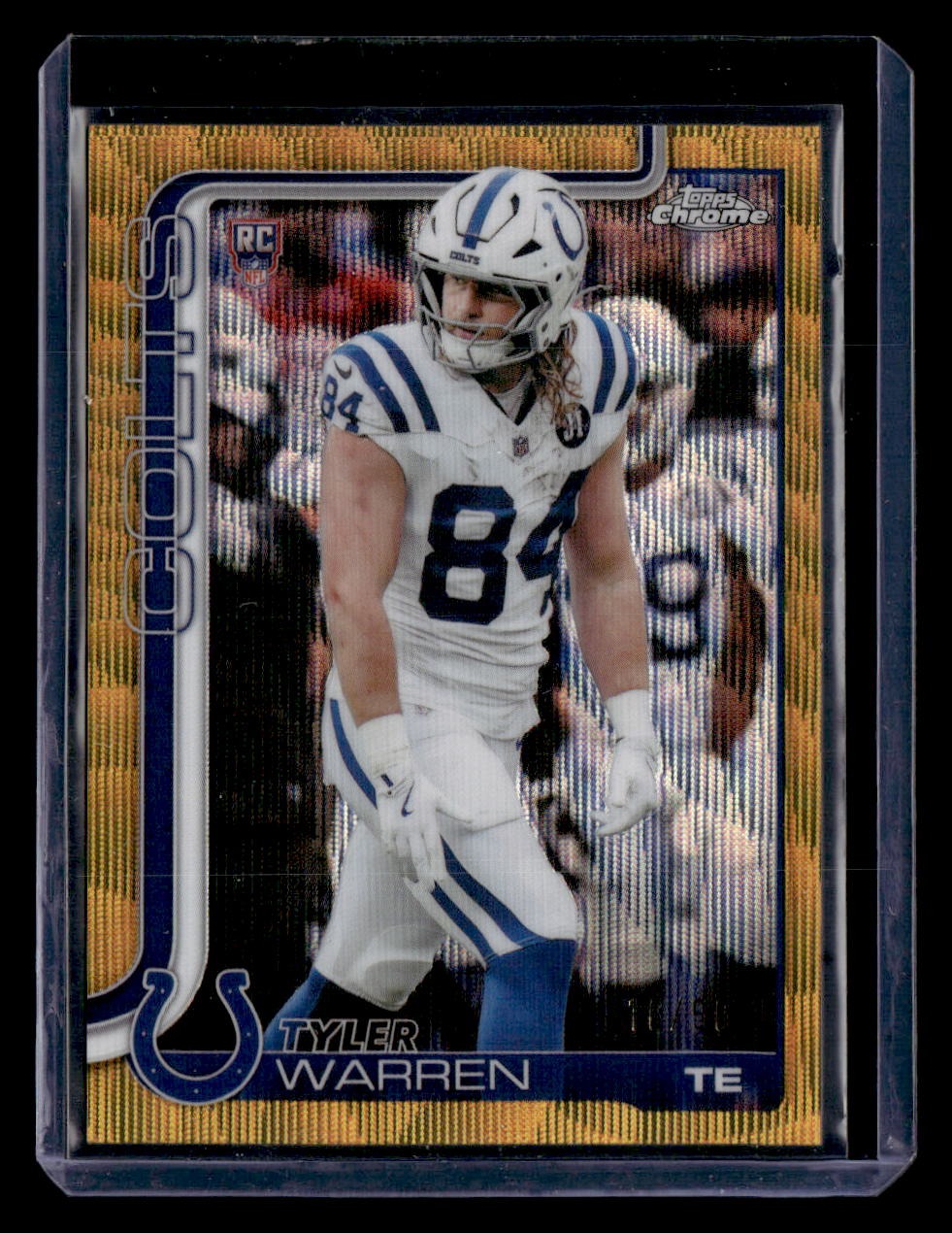 2025 Topps Chrome #346 Tyler Warren Gold Refractor #/50 — front