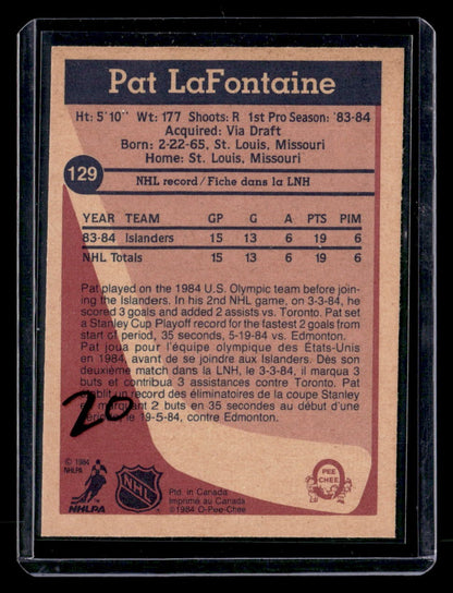 1984-85 Topps #96 Pat LaFontaine — back