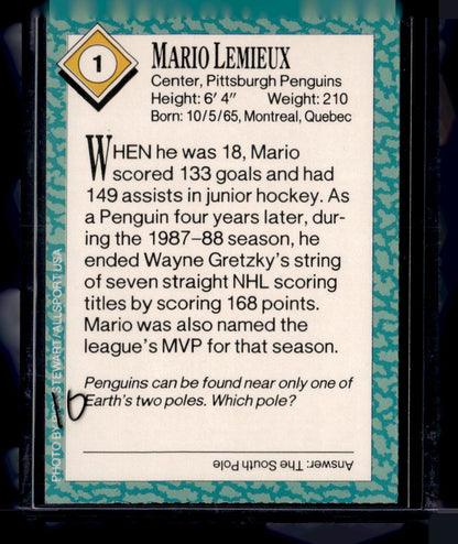 1989 Sports Illustrated for Kids #1 Mario Lemieux — back