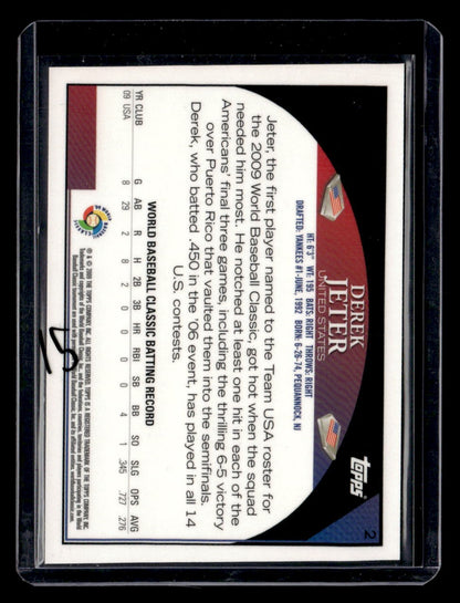 2009 Topps #2 Derek Jeter World Baseball Classic Rising Star Redemption — back