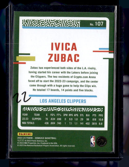 2023-24 Donruss #107 Ivica Zubac Choice Black Gold #/8 — back