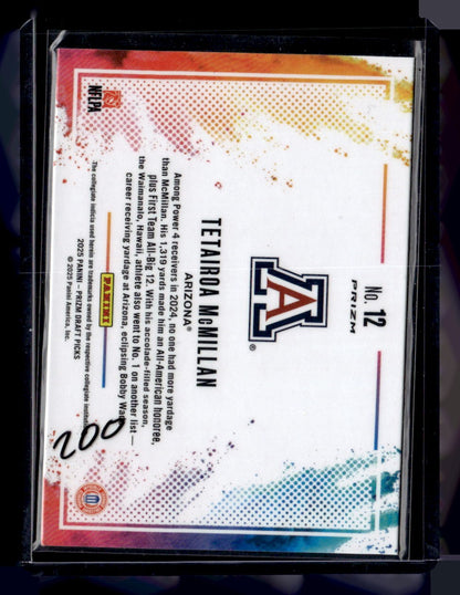 2025 Panini Prizm Draft Picks #12 Tetairoa McMillan Black Color Blast — back