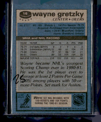 1981-82 Topps #16 Wayne Gretzky — back