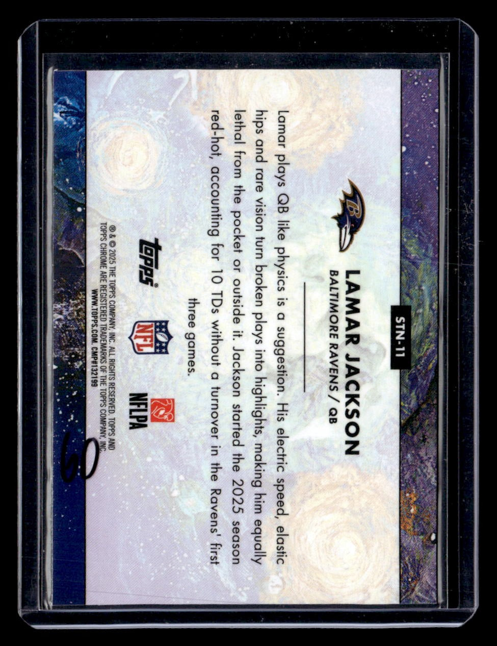 2025 Topps Chrome Cosmic #STN-11 Lamar Jackson Stars in the Night — back