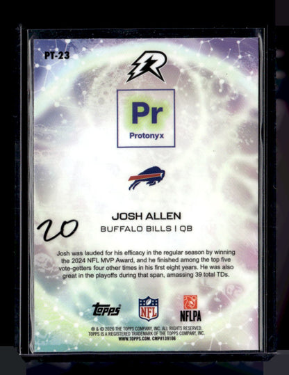 2025 Topps Resurgence #PT-23 Josh Allen Protonyx Navy Surge Refractor #/275 — back