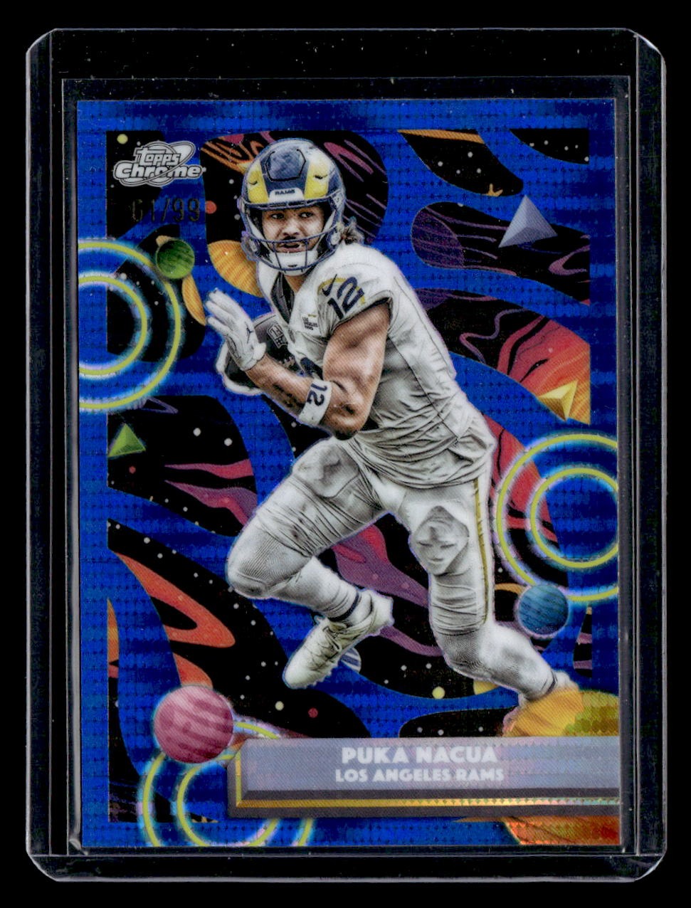 2025 Topps Chrome Cosmic #58 Puka Nacua Blue Moon Refractor #/99 — front