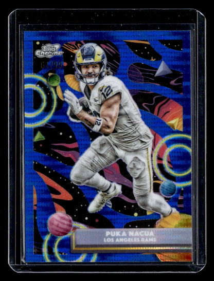 2025 Topps Chrome Cosmic #58 Puka Nacua Blue Moon Refractor #/99 — front