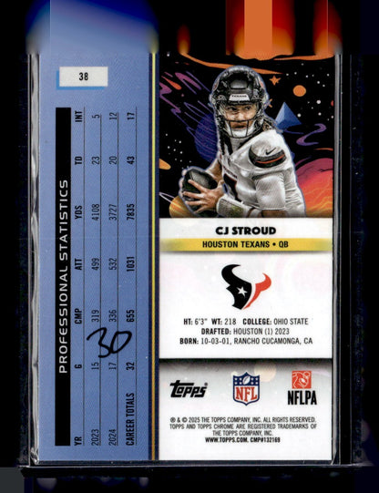 2025 Topps Chrome Cosmic #38 CJ Stroud White Hole Refractor — back