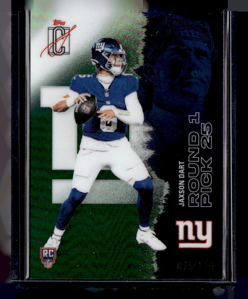 2025 Topps Signature Class #106 Jaxson Dart Chrome Green Refractor #/150 — front