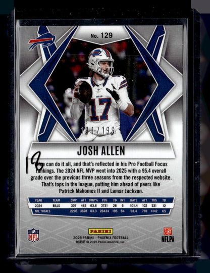 2025 Panini Phoenix #129 Josh Allen Blue Winter Prizm #/199 — back