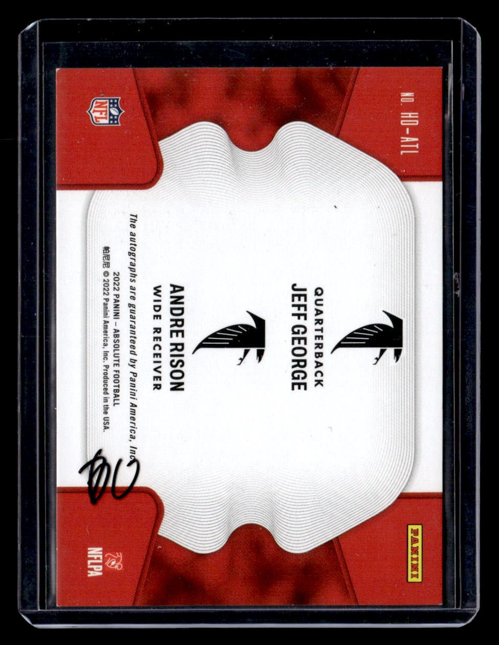 2022 Panini Absolute #HD-ATL Jeff George / Andre Rison Historical Dual Green /25 — back
