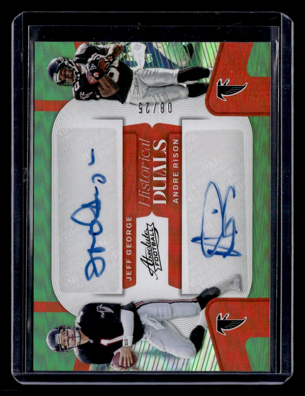 2022 Panini Absolute #HD-ATL Jeff George / Andre Rison Historical Dual Green /25 — front