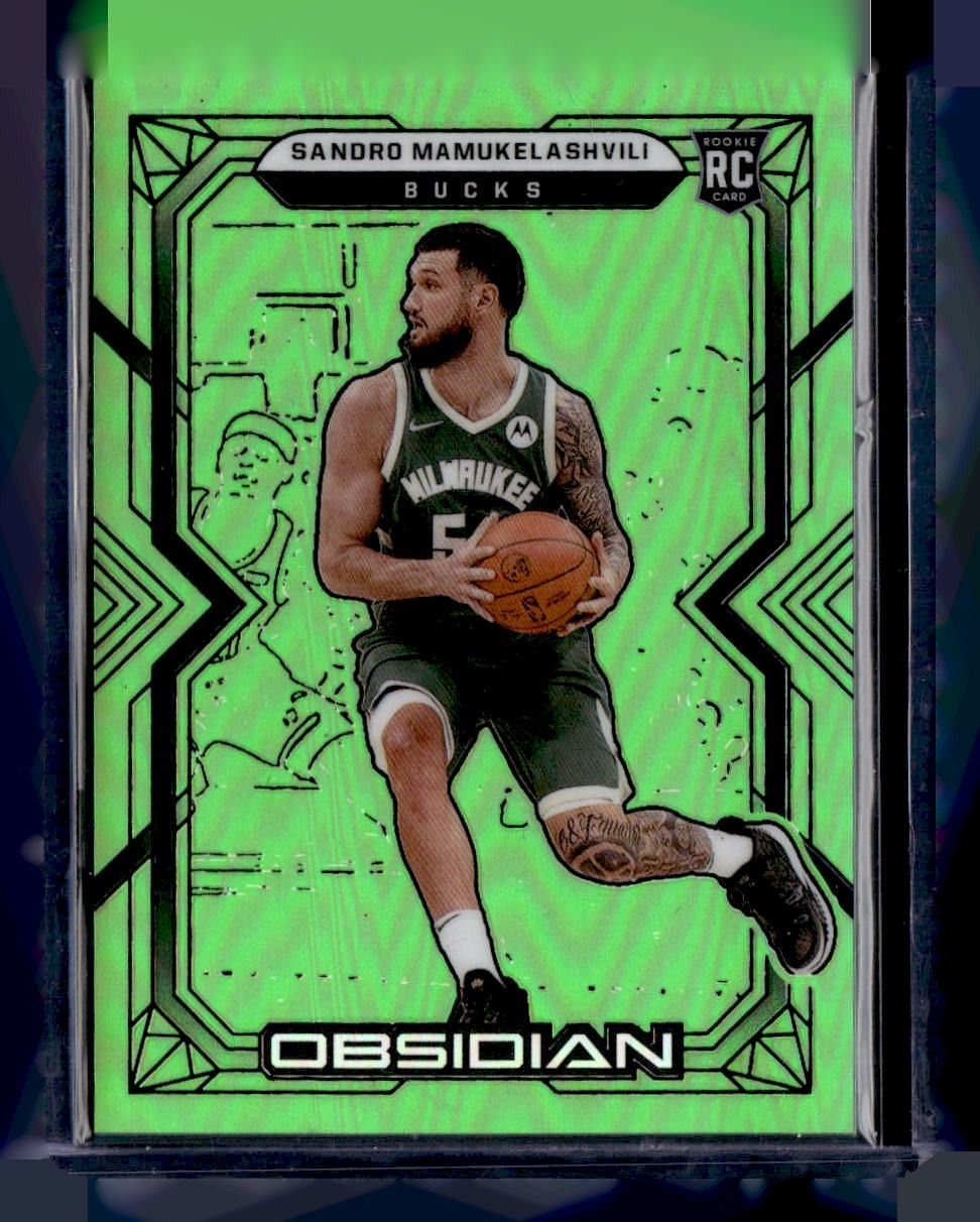 2021-22 Panini Obsidian #194 Sandro Mamukelashvili Electric Green Flood #/25 — front