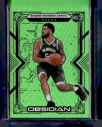 2021-22 Panini Obsidian #194 Sandro Mamukelashvili Electric Green Flood #/25 — front