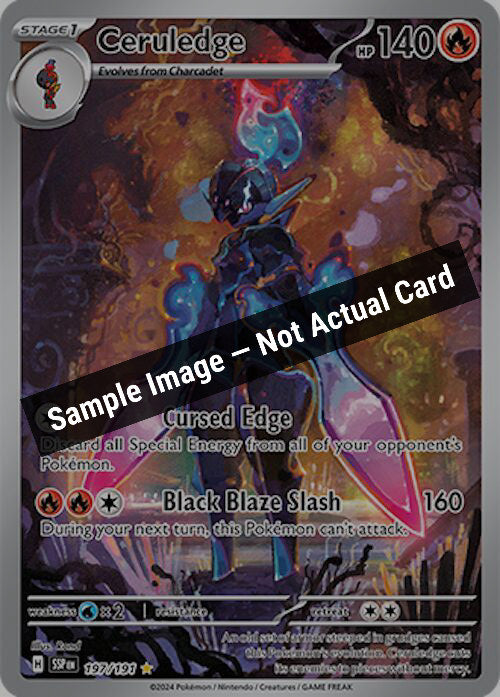 Pokemon,SV08: Surging Sparks,Ceruledge - 197/191,Holofoil,Lightly Played — Sample Image, Not Actual Card