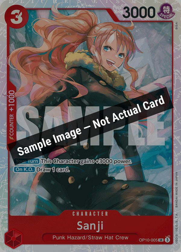 One Piece Card Game,Royal Blood,Sanji - OP10-005,Foil,Near Mint — Sample Image, Not Actual Card