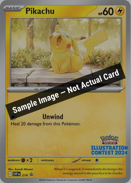 Pokemon,SV: Scarlet & Violet Promo Cards,Pikachu - 214 (Illustration Contest 2024),Normal,Lightly Played — Sample Image, Not Actual Card