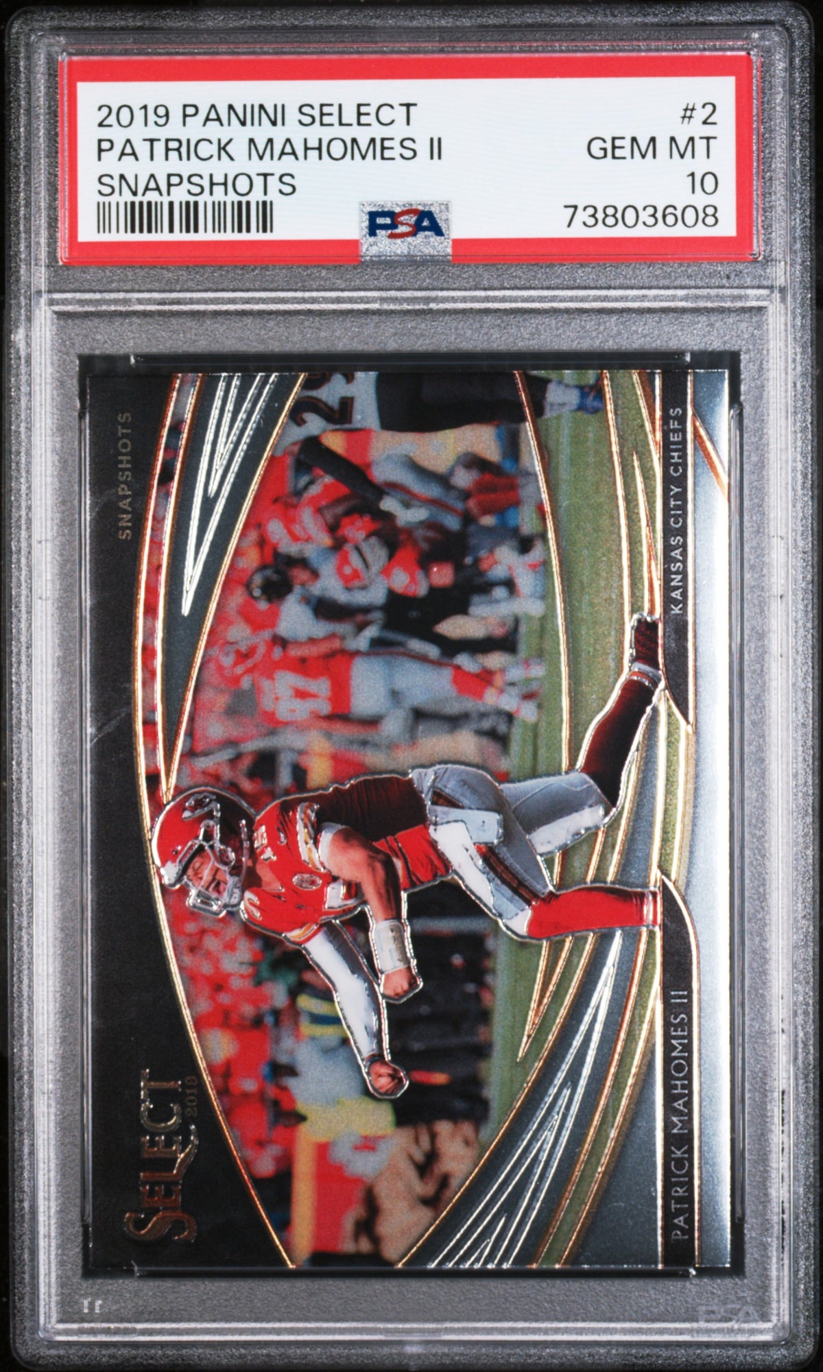 2019 PANINI SELECT SNAPSHOTS PATRICK MAHOMES II #2 SNAPSHOTS PSA 10 — front of actual slab