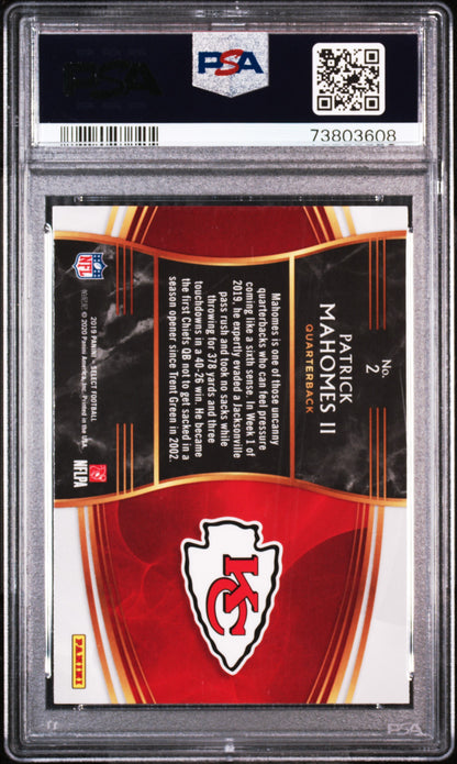 2019 PANINI SELECT SNAPSHOTS PATRICK MAHOMES II #2 SNAPSHOTS PSA 10 — back of actual slab