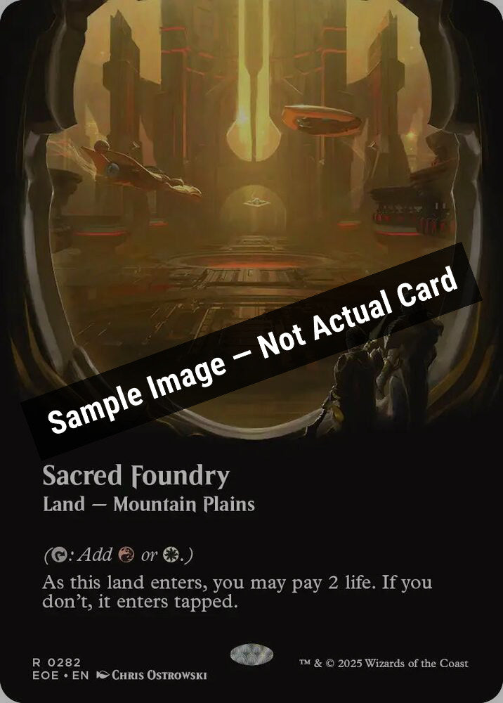 Magic,Edge of Eternities,Sacred Foundry (Borderless) - 282,Foil,Near Mint — Sample Image, Not Actual Card