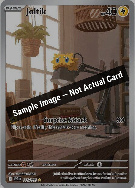 Pokemon,SV: White Flare,Joltik - 116/086,Holofoil,Near Mint — Sample Image, Not Actual Card
