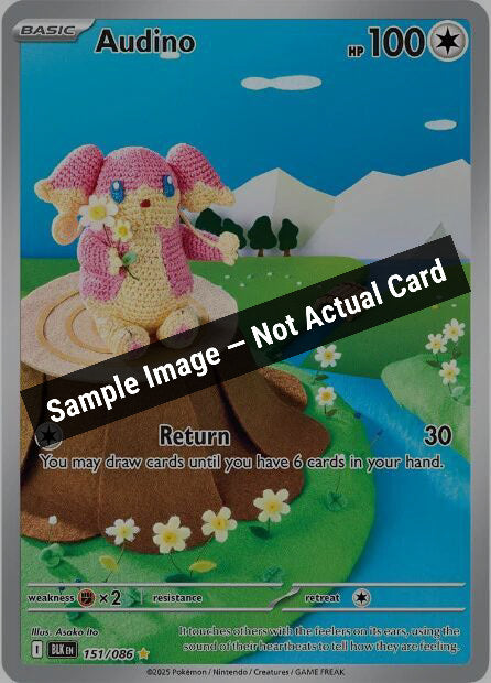Pokemon,SV: Black Bolt,Audino - 151/086,Holofoil,Near Mint — Sample Image, Not Actual Card