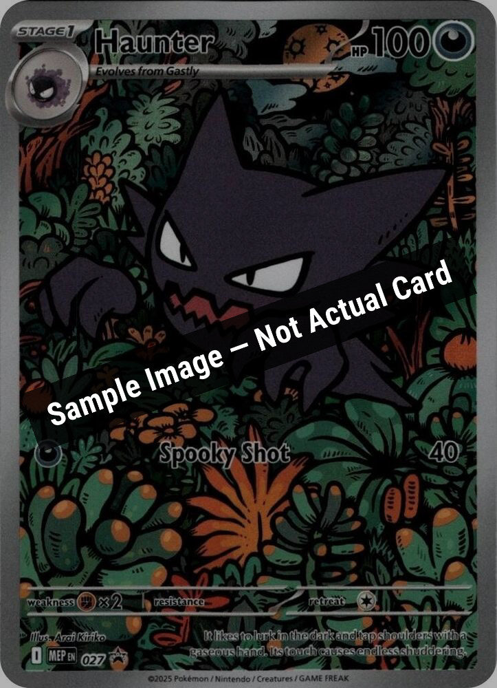Pokemon,ME: Mega Evolution Promo,Haunter  - 027,Holofoil,Near Mint — Sample Image, Not Actual Card