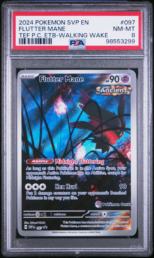 2024 POKEMON SVP EN-SV BLACK STAR PROMO FLUTTER MANE #097 TEF PC ETB-WALKING WAKE PSA 8