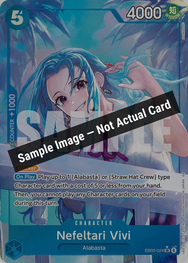 One Piece Card Game,Extra Booster: One Piece Heroines Edition,Nefeltari Vivi (024) (Alternate Art) - EB03-024,Foil,Near Mint — Sample Image, Not Actual Card