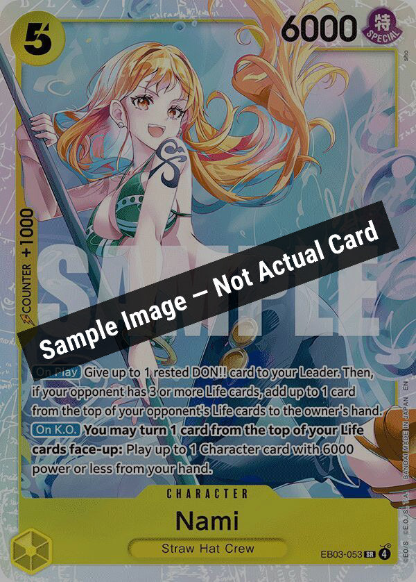 One Piece Card Game,Extra Booster: One Piece Heroines Edition,Nami (053) - EB03-053,Foil,Near Mint — Sample Image, Not Actual Card