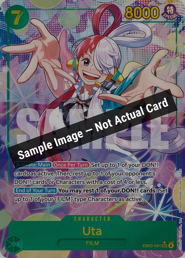 One Piece Card Game,Extra Booster: One Piece Heroines Edition,Uta (061) (Alternate Art) - EB03-061,Foil,Near Mint — Sample Image, Not Actual Card
